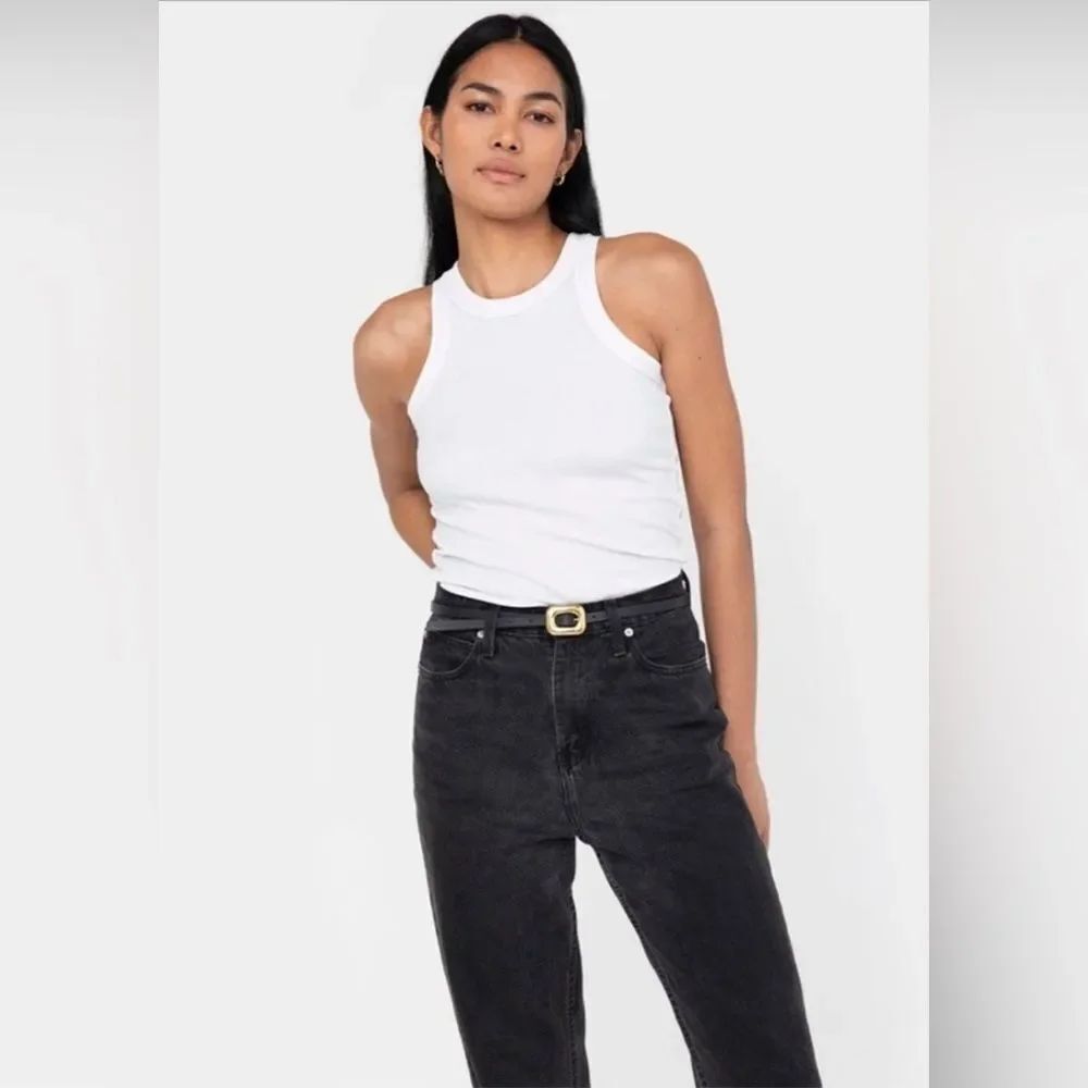 Easy Standard White Ribbed Tank Top Size S